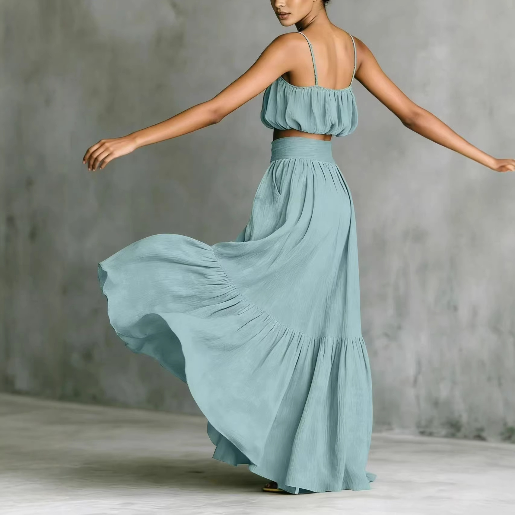 Boho Summer Beach Maxi Dress - Setelan Wanita Musim Panas 2 Potong