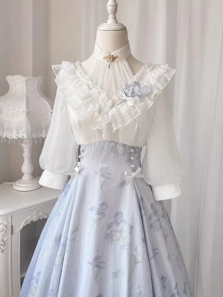 French Vintage Floral Midi Dress - Gaun Midi Floral Vintage Prancis Musim