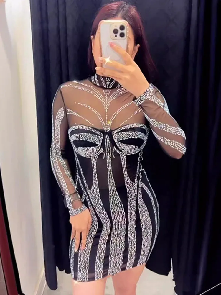Gaun ulang tahun wanita mewah, - Sparkly Rhinestone Club Party Dress ulasan dan harga