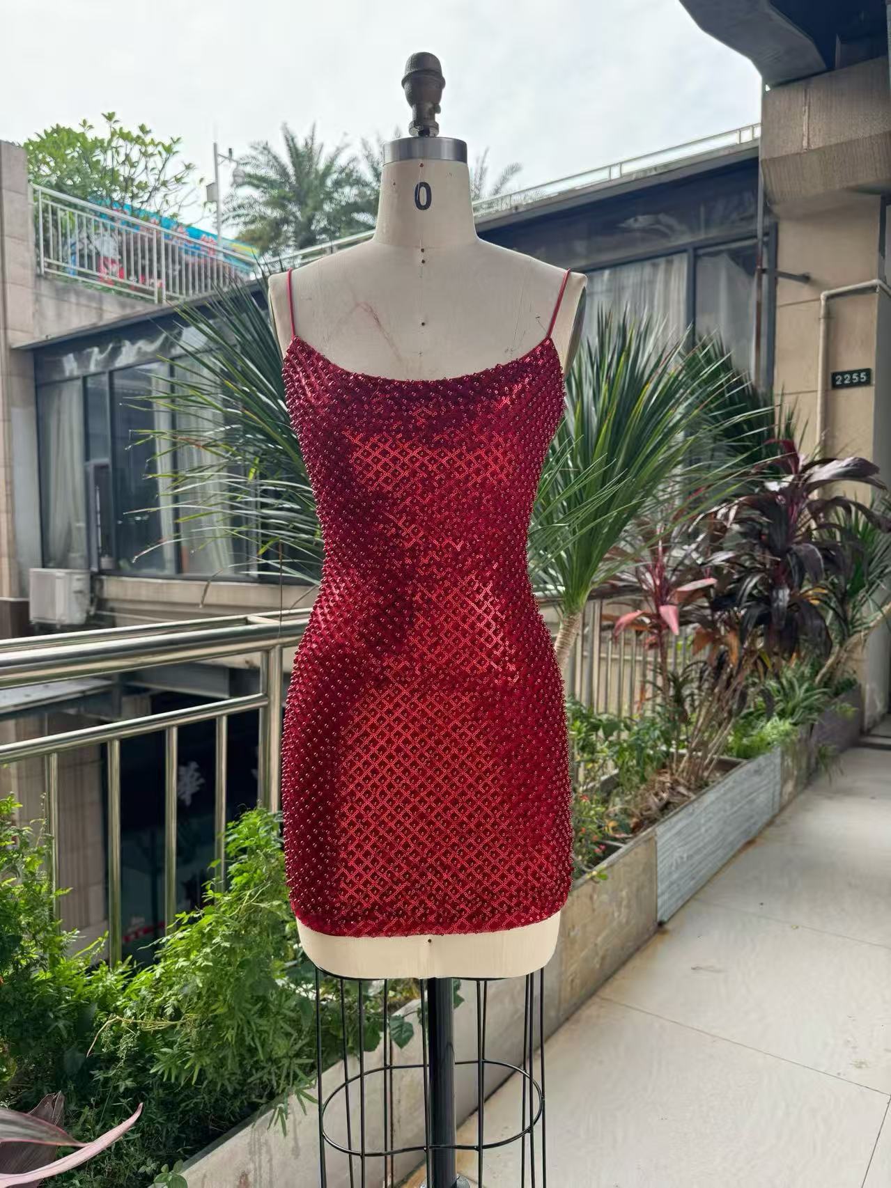 Gaun Mini Bodycon Wanita Berhi - Sparkly Rhinestone Club Party Dress ulasan dan harga