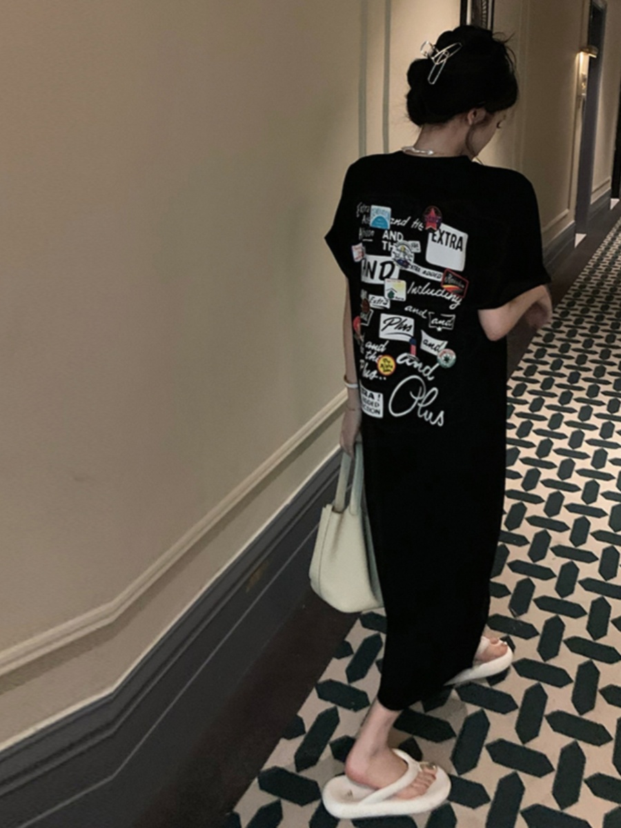 Gaun T-shirt Lengan Pendek War - Korean Style A Line Shirt Dress ulasan dan harga