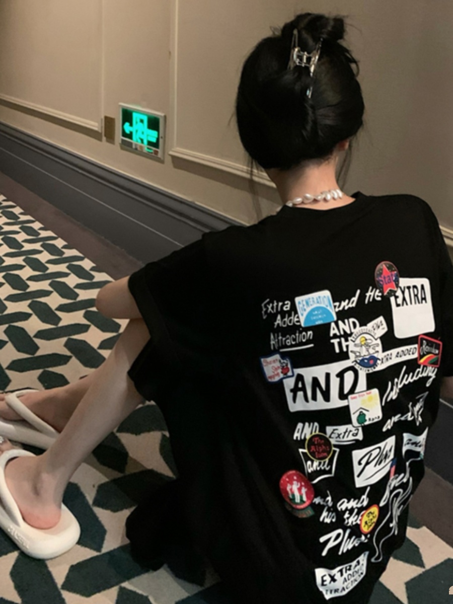 Gaun T-shirt Lengan Pendek War - Korean Style A Line Shirt Dress ulasan dan harga