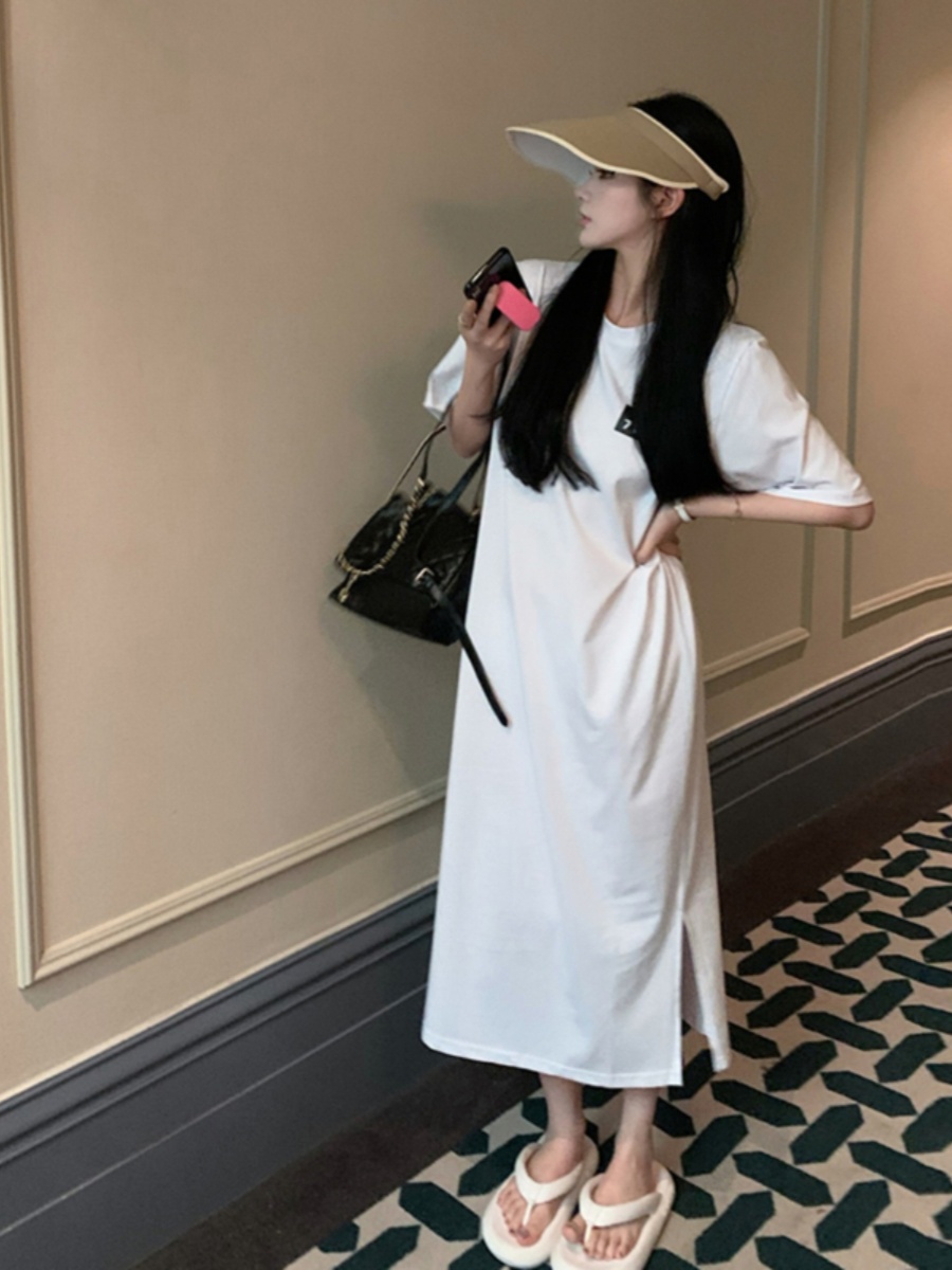 Gaun T-shirt Lengan Pendek War - Korean Style A Line Shirt Dress ulasan dan harga