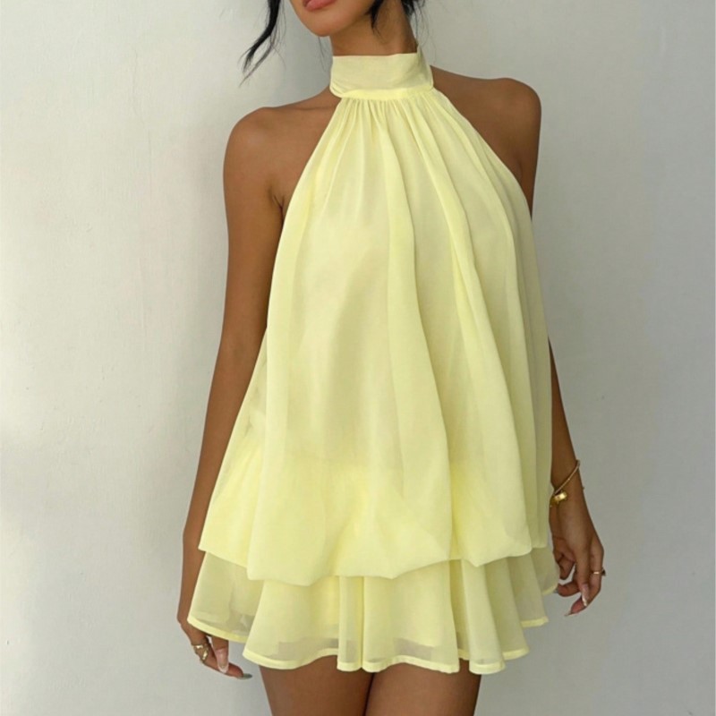 Gaun Mini Halter Neck Musim Pa - Y2K Backless Halter Mini Dress ulasan dan harga