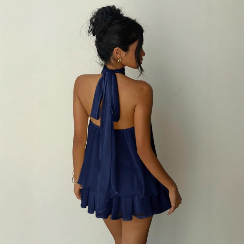 Gaun Mini Halter Neck Musim Pa - Y2K Backless Halter Mini Dress ulasan dan harga