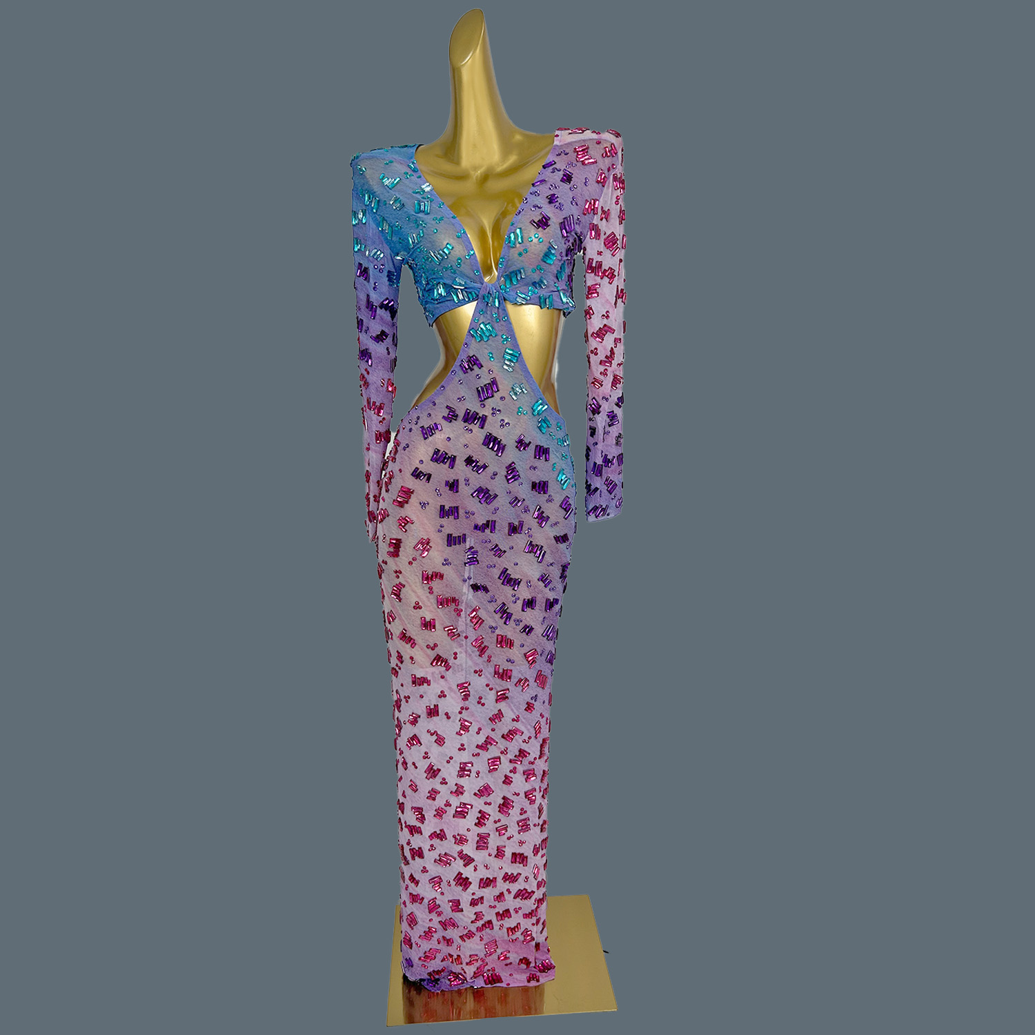Gaun Panjang Berhias Rhineston - Sparkly Rhinestone Club Party Dress ulasan dan harga